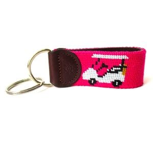 Brand New Needlepoint Golf Cart Key Fob